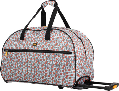 Designer Carry On Luggage Collection - Lightweight Pattern 22 Inch Duffel Bag- Weekender Overnight Business Travel Suitcase with 2- Rolling Wheels (Poly Purple)