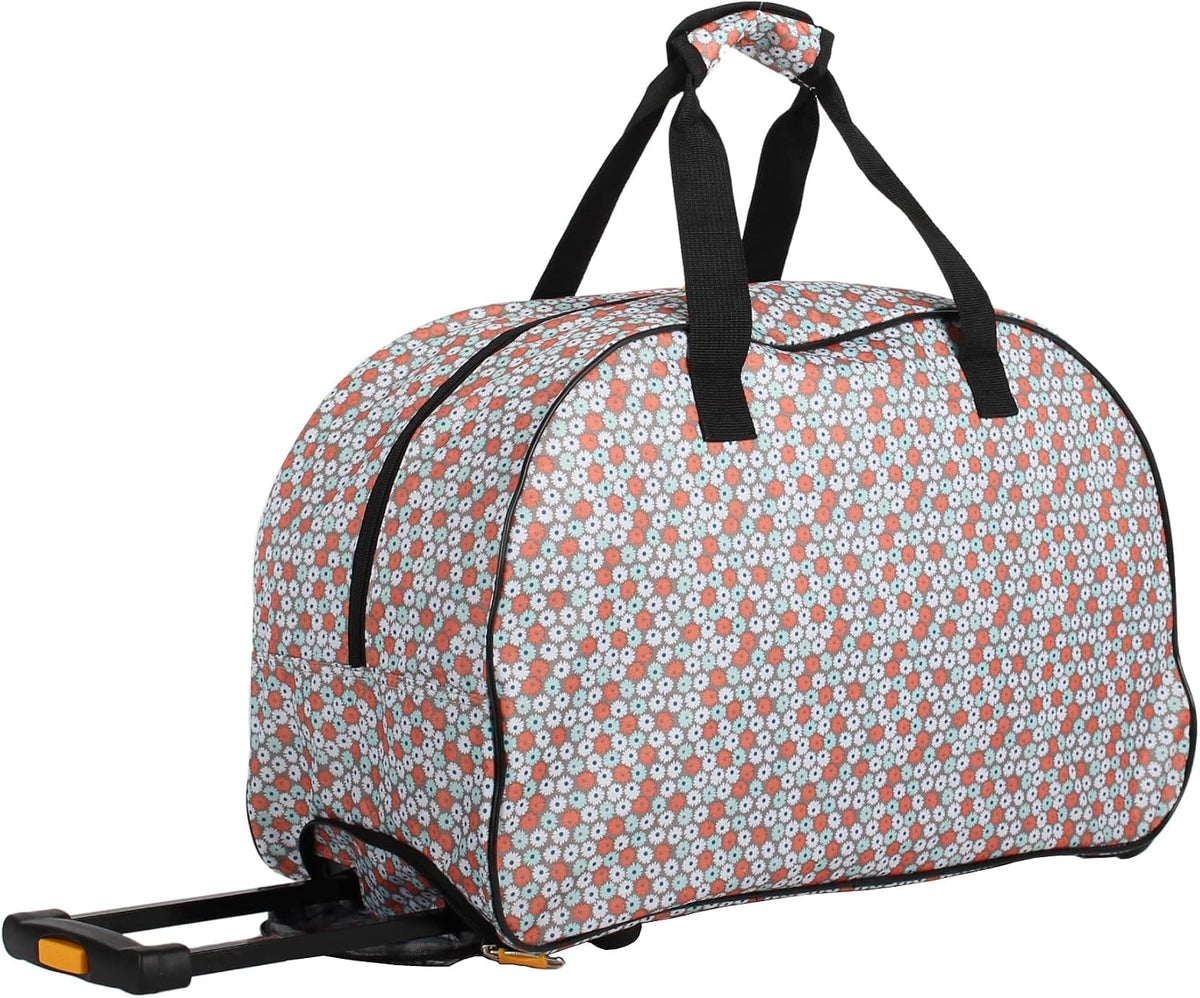 Designer Carry On Luggage Collection - Lightweight Pattern 22 Inch Duffel Bag- Weekender Overnight Business Travel Suitcase with 2- Rolling Wheels (Poly Purple)