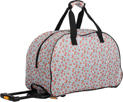 Designer Carry On Luggage Collection - Lightweight Pattern 22 Inch Duffel Bag- Weekender Overnight Business Travel Suitcase with 2- Rolling Wheels (Poly Purple)