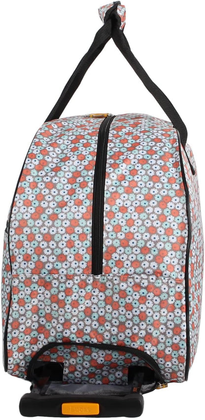 Designer Carry On Luggage Collection - Lightweight Pattern 22 Inch Duffel Bag- Weekender Overnight Business Travel Suitcase with 2- Rolling Wheels (Poly Purple)