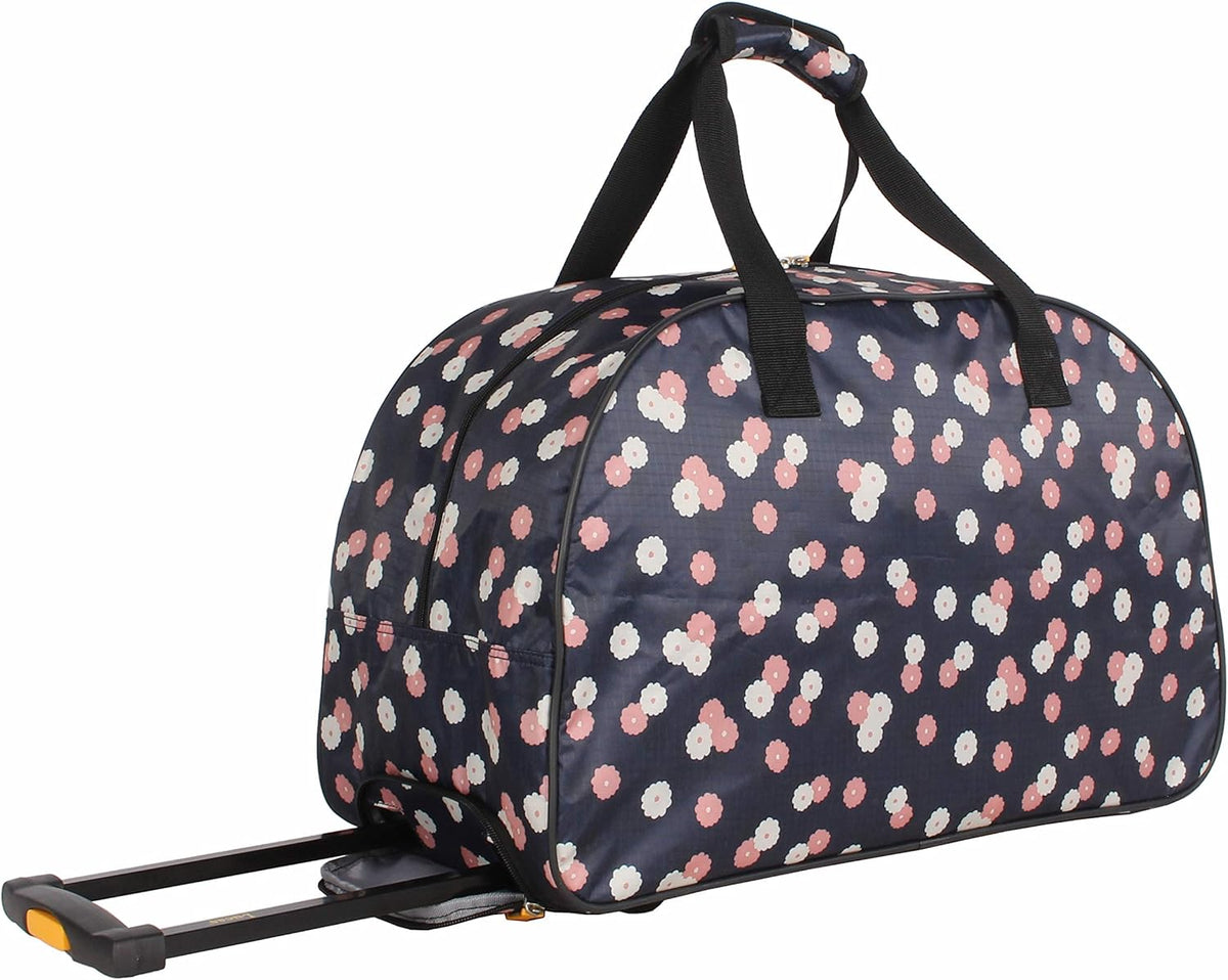Designer Carry On Luggage Collection - Lightweight Pattern 22 Inch Duffel Bag- Weekender Overnight Business Travel Suitcase with 2- Rolling Wheels (Poly Purple)