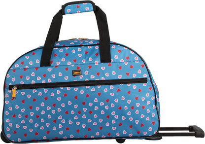 Designer Carry On Luggage Collection - Lightweight Pattern 22 Inch Duffel Bag- Weekender Overnight Business Travel Suitcase with 2- Rolling Wheels (Poly Purple)