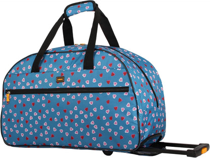 Designer Carry On Luggage Collection - Lightweight Pattern 22 Inch Duffel Bag- Weekender Overnight Business Travel Suitcase with 2- Rolling Wheels (Poly Purple)
