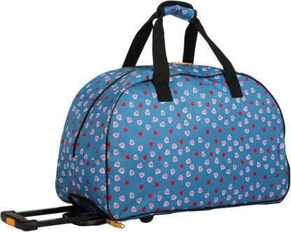 Designer Carry On Luggage Collection - Lightweight Pattern 22 Inch Duffel Bag- Weekender Overnight Business Travel Suitcase with 2- Rolling Wheels (Poly Purple)
