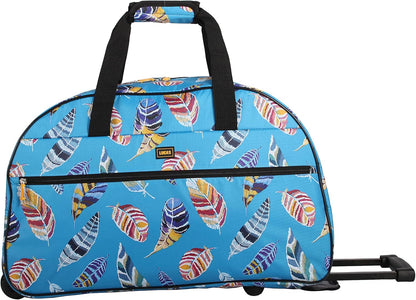 Designer Carry On Luggage Collection - Lightweight Pattern 22 Inch Duffel Bag- Weekender Overnight Business Travel Suitcase with 2- Rolling Wheels (Poly Purple)