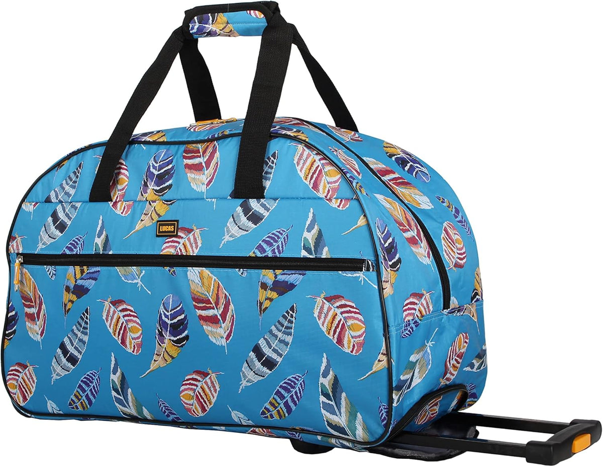 Designer Carry On Luggage Collection - Lightweight Pattern 22 Inch Duffel Bag- Weekender Overnight Business Travel Suitcase with 2- Rolling Wheels (Poly Purple)