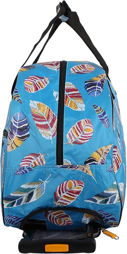 Designer Carry On Luggage Collection - Lightweight Pattern 22 Inch Duffel Bag- Weekender Overnight Business Travel Suitcase with 2- Rolling Wheels (Poly Purple)