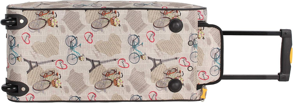Designer Carry On Luggage Collection - Lightweight Pattern 22 Inch Duffel Bag- Weekender Overnight Business Travel Suitcase with 2- Rolling Wheels (Poly Purple)