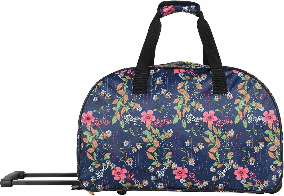 Designer Carry On Luggage Collection - Lightweight Pattern 22 Inch Duffel Bag- Weekender Overnight Business Travel Suitcase with 2- Rolling Wheels (Poly Purple)