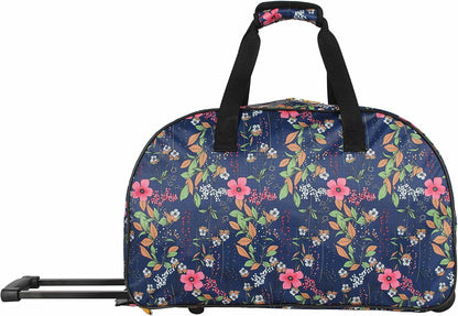 Designer Carry On Luggage Collection - Lightweight Pattern 22 Inch Duffel Bag- Weekender Overnight Business Travel Suitcase with 2- Rolling Wheels (Poly Purple)