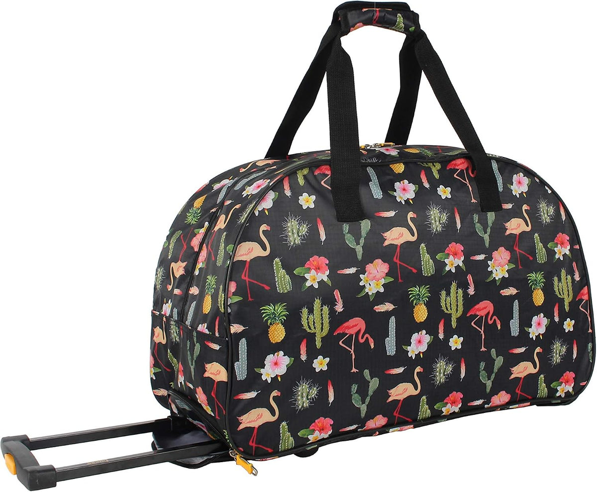 Designer Carry On Luggage Collection - Lightweight Pattern 22 Inch Duffel Bag- Weekender Overnight Business Travel Suitcase with 2- Rolling Wheels (Poly Purple)