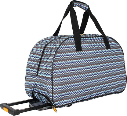 Designer Carry On Luggage Collection - Lightweight Pattern 22 Inch Duffel Bag- Weekender Overnight Business Travel Suitcase with 2- Rolling Wheels (Poly Purple)
