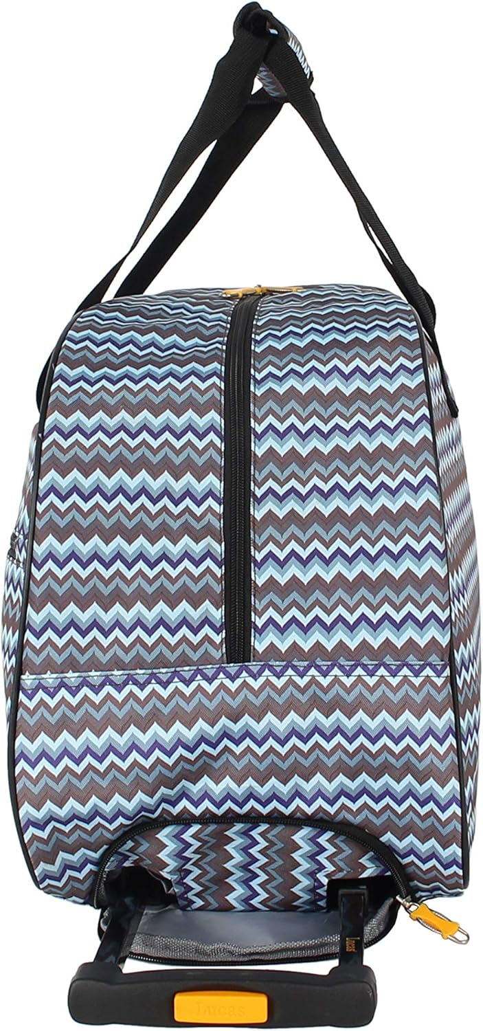 Designer Carry On Luggage Collection - Lightweight Pattern 22 Inch Duffel Bag- Weekender Overnight Business Travel Suitcase with 2- Rolling Wheels (Poly Purple)