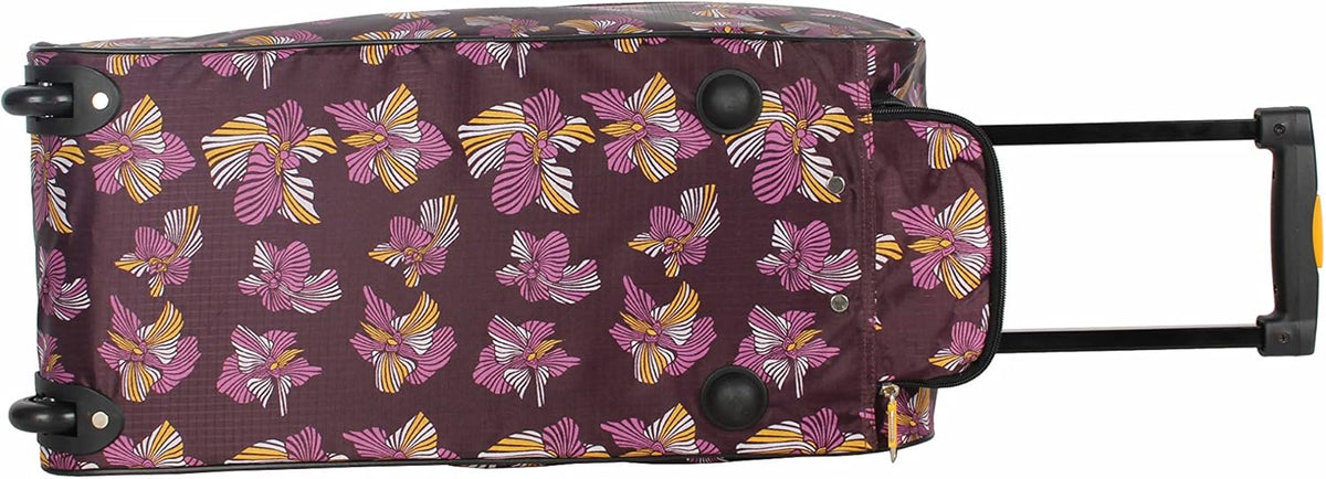 Designer Carry On Luggage Collection - Lightweight Pattern 22 Inch Duffel Bag- Weekender Overnight Business Travel Suitcase with 2- Rolling Wheels (Poly Purple)