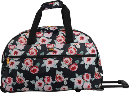 Designer Carry On Luggage Collection - Lightweight Pattern 22 Inch Duffel Bag- Weekender Overnight Business Travel Suitcase with 2- Rolling Wheels (Poly Purple)