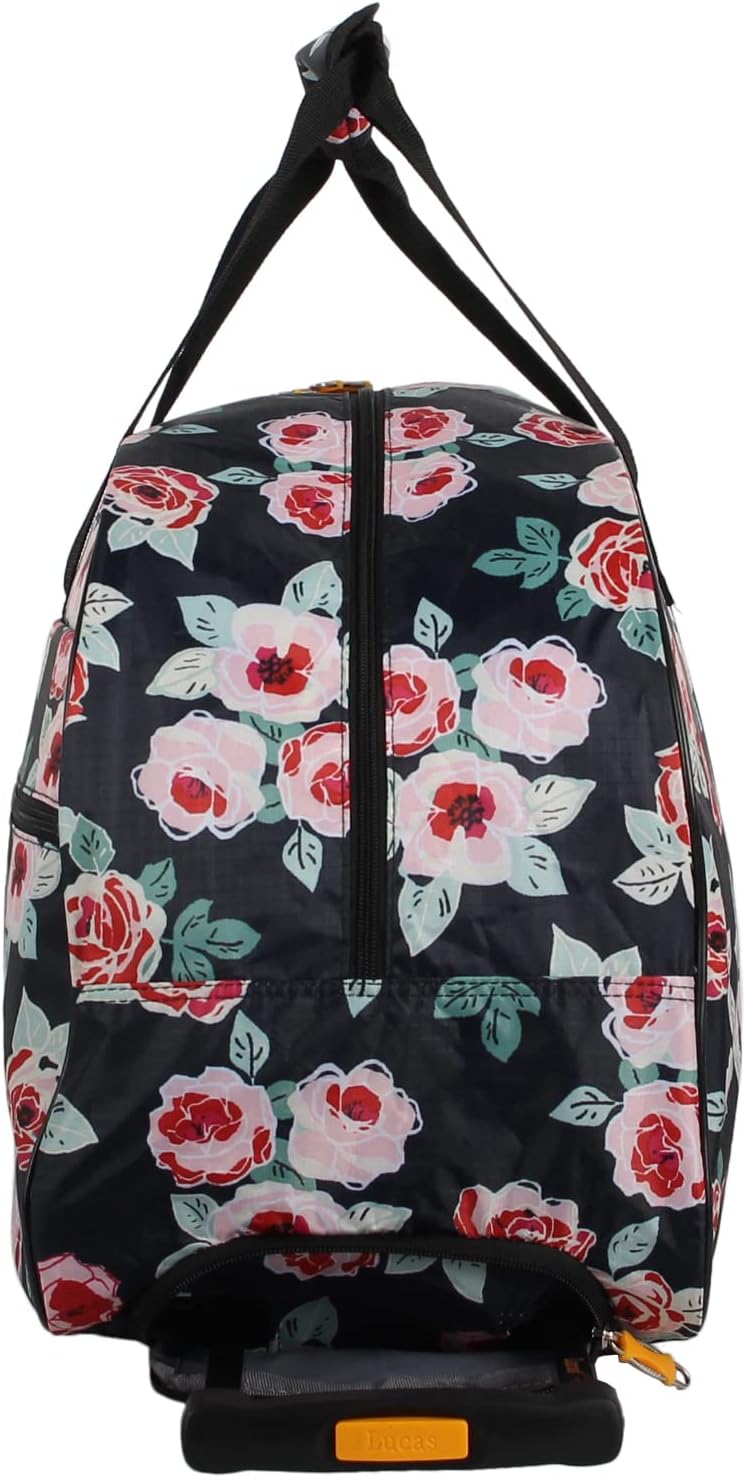 Designer Carry On Luggage Collection - Lightweight Pattern 22 Inch Duffel Bag- Weekender Overnight Business Travel Suitcase with 2- Rolling Wheels (Poly Purple)