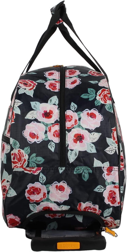 Designer Carry On Luggage Collection - Lightweight Pattern 22 Inch Duffel Bag- Weekender Overnight Business Travel Suitcase with 2- Rolling Wheels (Poly Purple)