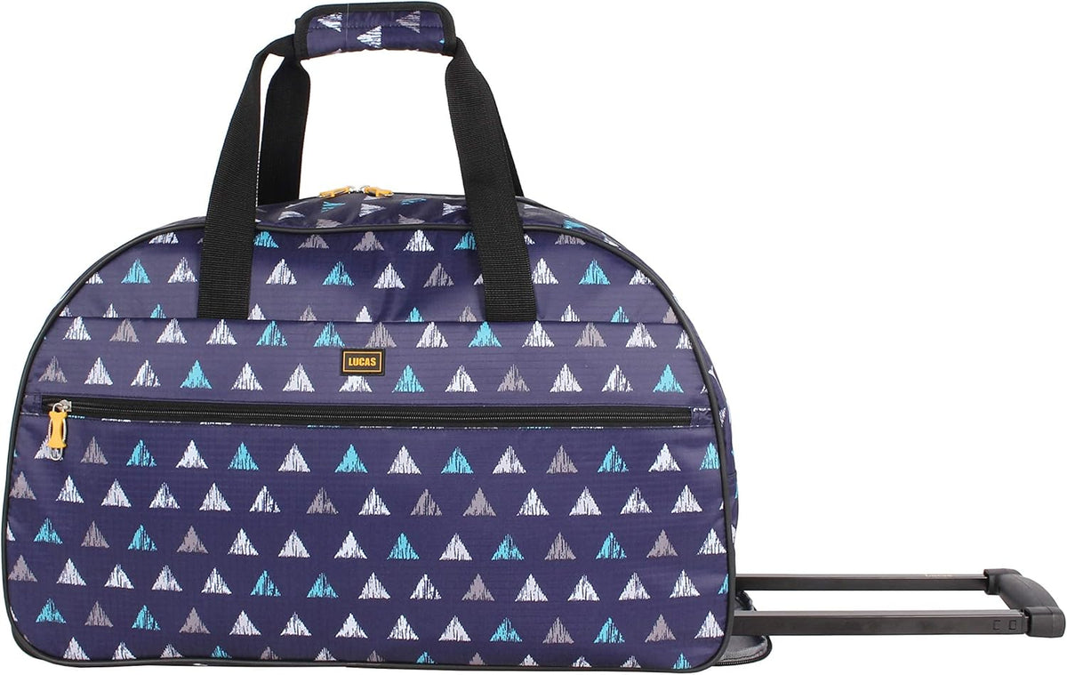 Designer Carry On Luggage Collection - Lightweight Pattern 22 Inch Duffel Bag- Weekender Overnight Business Travel Suitcase with 2- Rolling Wheels (Poly Purple)
