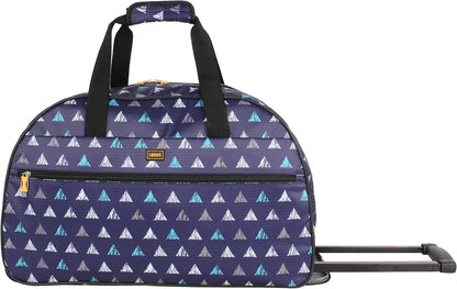Designer Carry On Luggage Collection - Lightweight Pattern 22 Inch Duffel Bag- Weekender Overnight Business Travel Suitcase with 2- Rolling Wheels (Poly Purple)