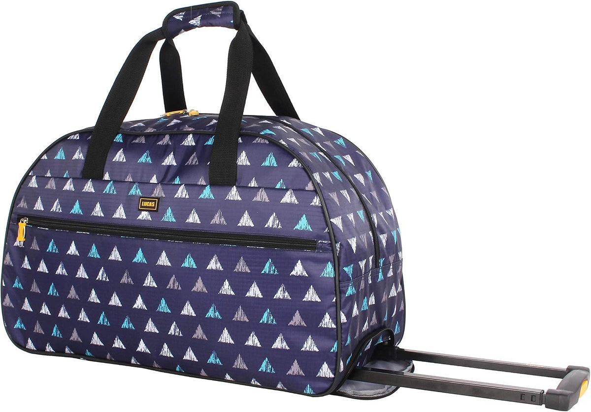 Designer Carry On Luggage Collection - Lightweight Pattern 22 Inch Duffel Bag- Weekender Overnight Business Travel Suitcase with 2- Rolling Wheels (Poly Purple)