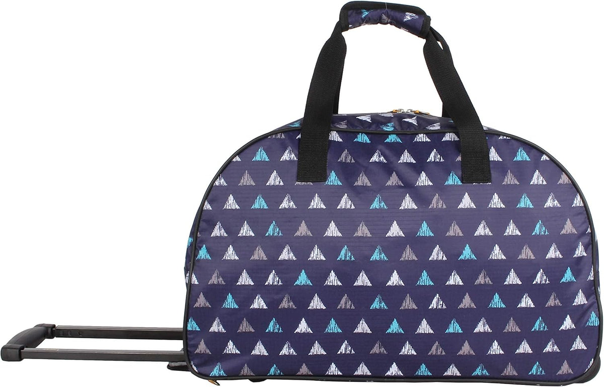 Designer Carry On Luggage Collection - Lightweight Pattern 22 Inch Duffel Bag- Weekender Overnight Business Travel Suitcase with 2- Rolling Wheels (Poly Purple)
