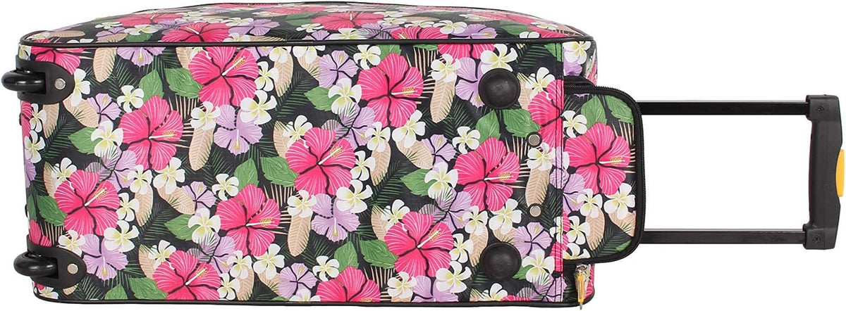 Designer Carry On Luggage Collection - Lightweight Pattern 22 Inch Duffel Bag- Weekender Overnight Business Travel Suitcase with 2- Rolling Wheels (Poly Purple)