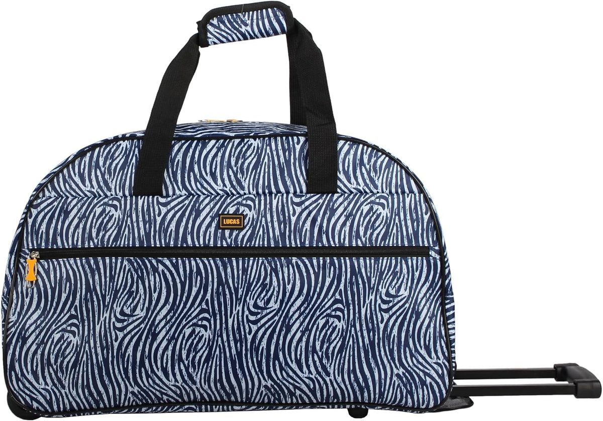 Designer Carry On Luggage Collection - Lightweight Pattern 22 Inch Duffel Bag- Weekender Overnight Business Travel Suitcase with 2- Rolling Wheels (Poly Purple)