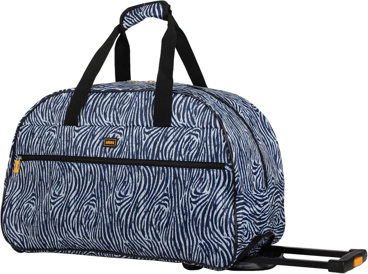 Designer Carry On Luggage Collection - Lightweight Pattern 22 Inch Duffel Bag- Weekender Overnight Business Travel Suitcase with 2- Rolling Wheels (Poly Purple)