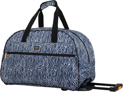 Designer Carry On Luggage Collection - Lightweight Pattern 22 Inch Duffel Bag- Weekender Overnight Business Travel Suitcase with 2- Rolling Wheels (Poly Purple)