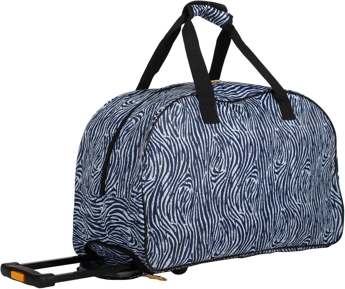 Designer Carry On Luggage Collection - Lightweight Pattern 22 Inch Duffel Bag- Weekender Overnight Business Travel Suitcase with 2- Rolling Wheels (Poly Purple)