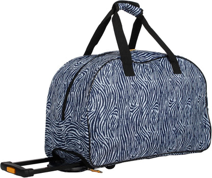 Designer Carry On Luggage Collection - Lightweight Pattern 22 Inch Duffel Bag- Weekender Overnight Business Travel Suitcase with 2- Rolling Wheels (Poly Purple)