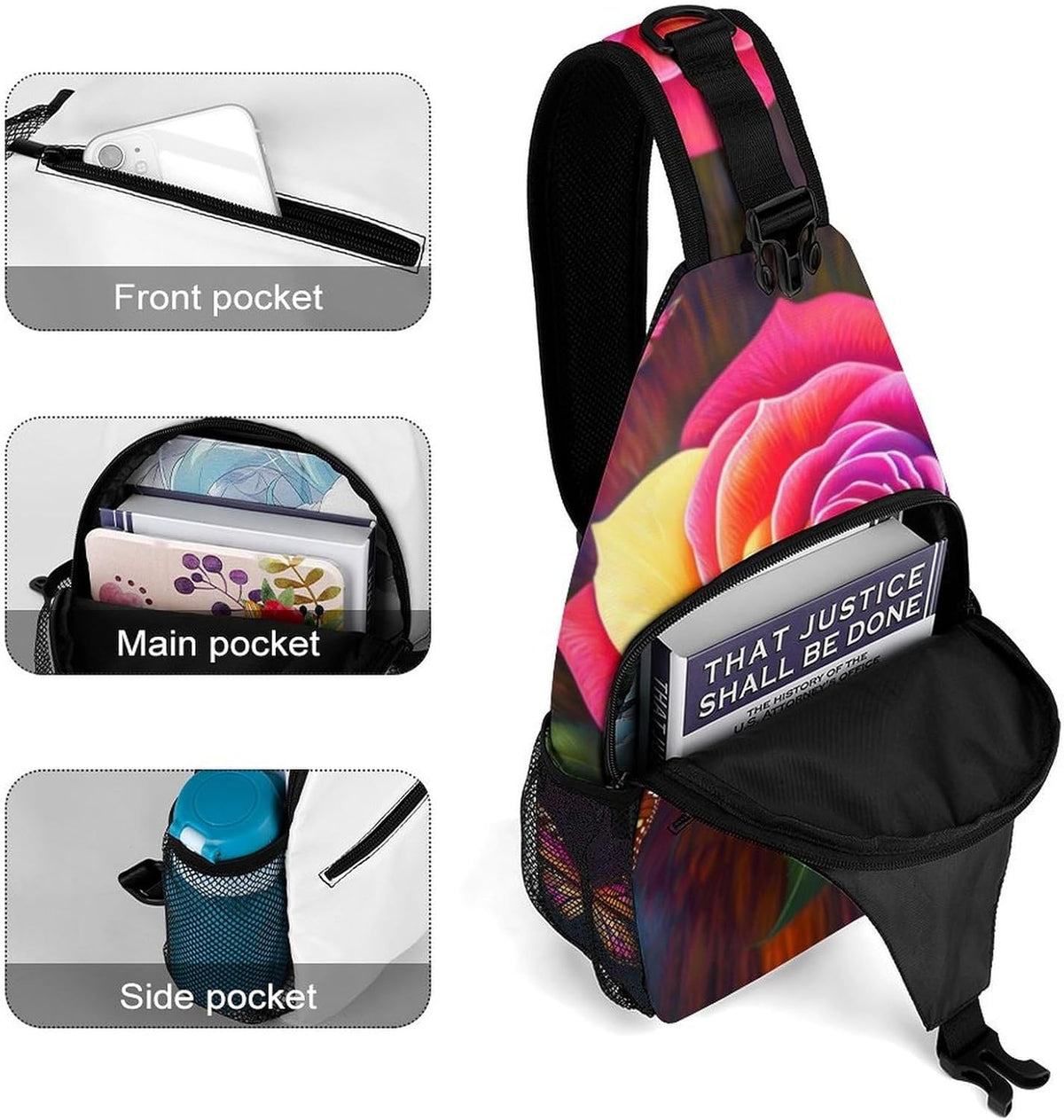 Men Women Travel Backpack Camping Outdoor Bag, Moth Gothic Witchy Sun Moon Sling Bag Backpack Daypack for Swimming Running Cycling Biking Camping, Breathable Bookbag