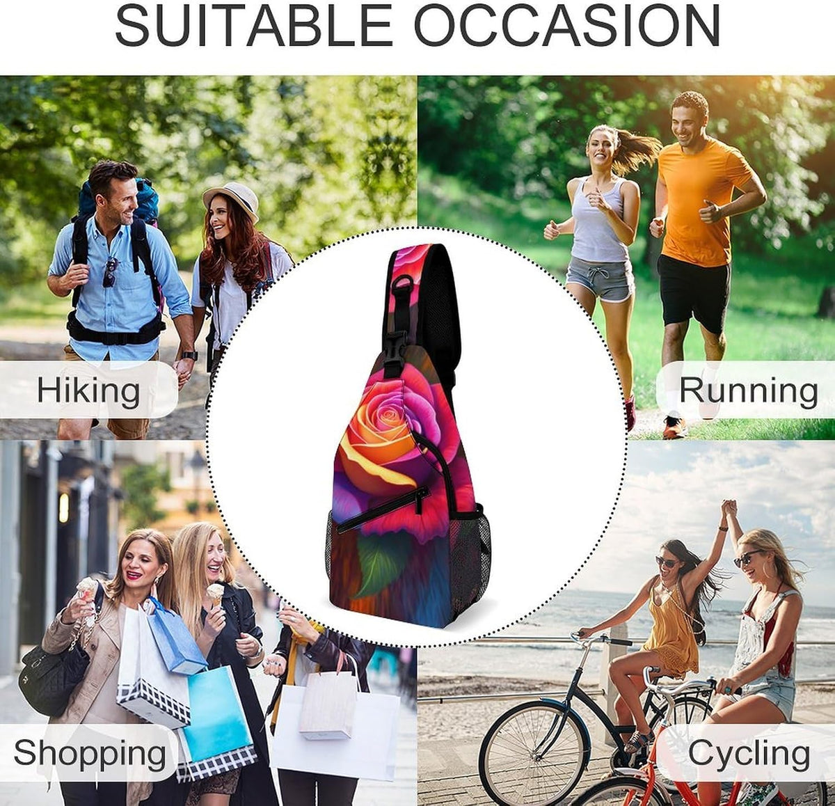 Men Women Travel Backpack Camping Outdoor Bag, Moth Gothic Witchy Sun Moon Sling Bag Backpack Daypack for Swimming Running Cycling Biking Camping, Breathable Bookbag