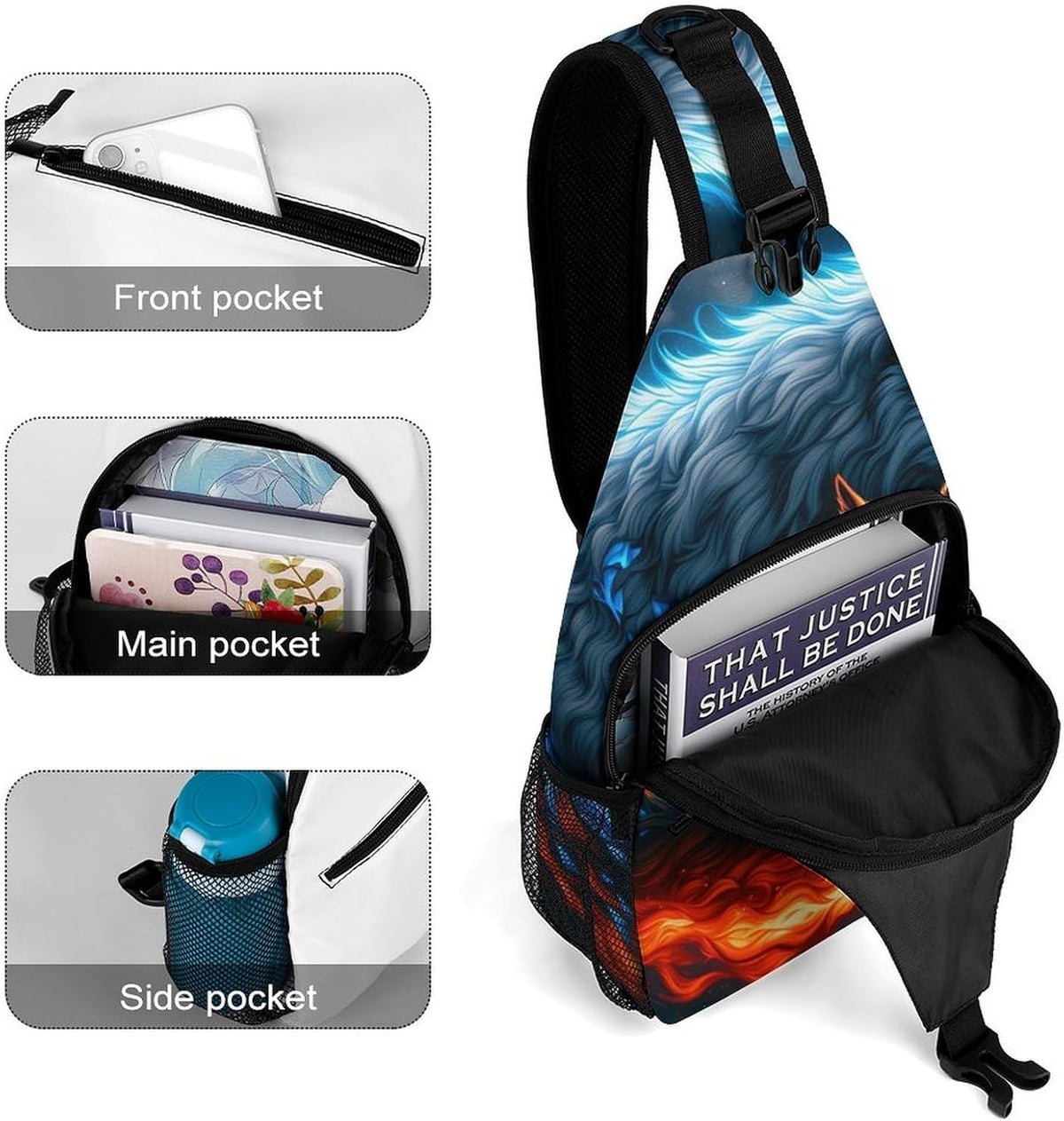 Men Women Travel Backpack Camping Outdoor Bag, Moth Gothic Witchy Sun Moon Sling Bag Backpack Daypack for Swimming Running Cycling Biking Camping, Breathable Bookbag