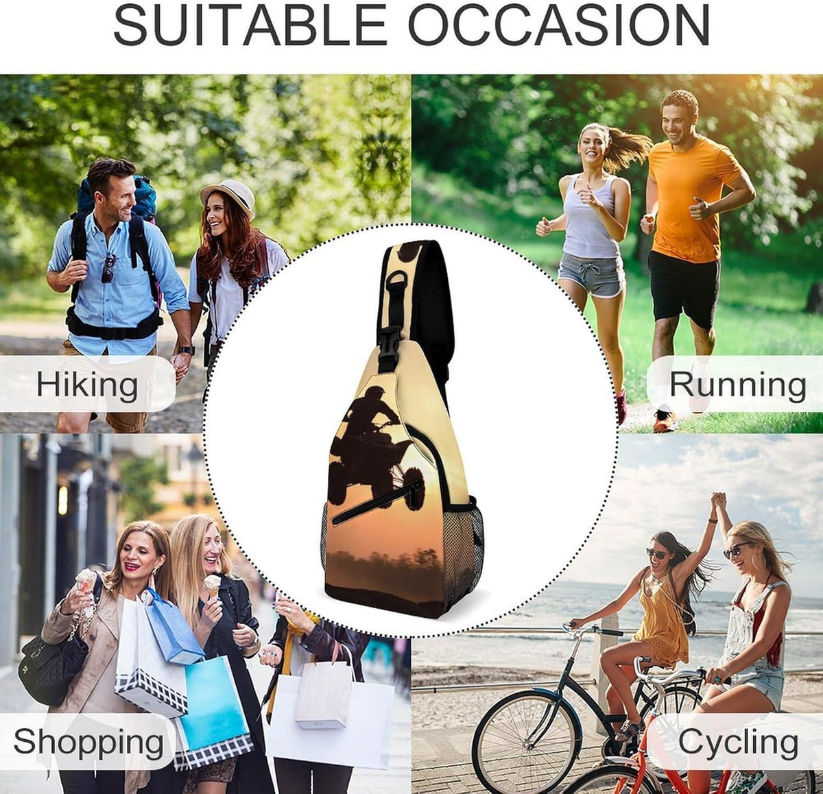 Men Women Travel Backpack Camping Outdoor Bag, Moth Gothic Witchy Sun Moon Sling Bag Backpack Daypack for Swimming Running Cycling Biking Camping, Breathable Bookbag