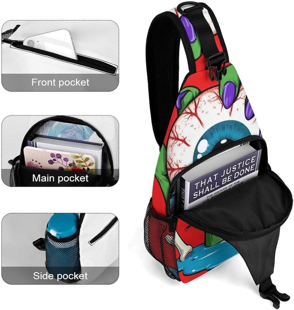 Men Women Travel Backpack Camping Outdoor Bag, Moth Gothic Witchy Sun Moon Sling Bag Backpack Daypack for Swimming Running Cycling Biking Camping, Breathable Bookbag