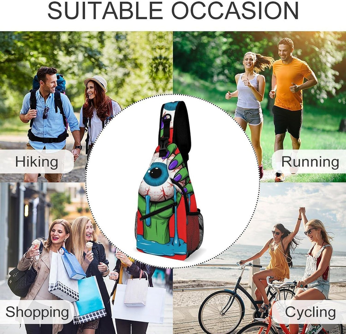 Men Women Travel Backpack Camping Outdoor Bag, Moth Gothic Witchy Sun Moon Sling Bag Backpack Daypack for Swimming Running Cycling Biking Camping, Breathable Bookbag