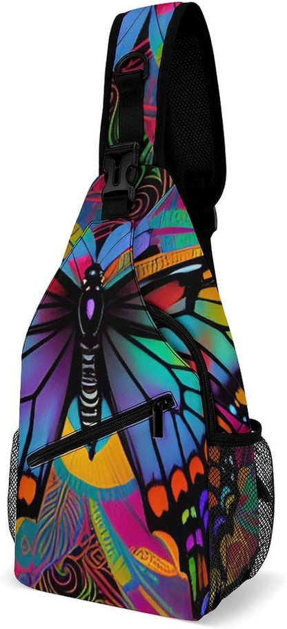 Men Women Travel Backpack Camping Outdoor Bag, Moth Gothic Witchy Sun Moon Sling Bag Backpack Daypack for Swimming Running Cycling Biking Camping, Breathable Bookbag