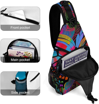 Men Women Travel Backpack Camping Outdoor Bag, Moth Gothic Witchy Sun Moon Sling Bag Backpack Daypack for Swimming Running Cycling Biking Camping, Breathable Bookbag