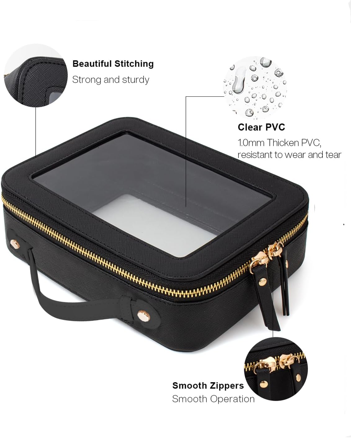 Travel Clear Makeup Bag Set, TSA Approved Cosmetic Bag Case with Zipper Portable Makeup Pouch Toiletry Bag Traveling Cosmetic Organizer Storage Bag Car Organizer Car Essentials