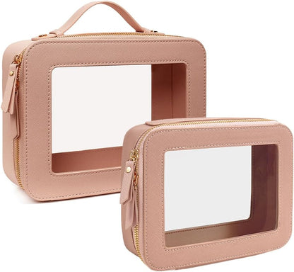 Travel Clear Makeup Bag Set, TSA Approved Cosmetic Bag Case with Zipper Portable Makeup Pouch Toiletry Bag Traveling Cosmetic Organizer Storage Bag Car Organizer Car Essentials