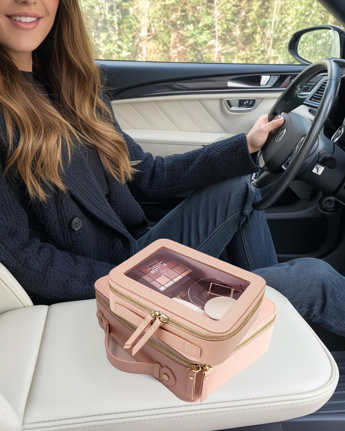 Travel Clear Makeup Bag Set, TSA Approved Cosmetic Bag Case with Zipper Portable Makeup Pouch Toiletry Bag Traveling Cosmetic Organizer Storage Bag Car Organizer Car Essentials