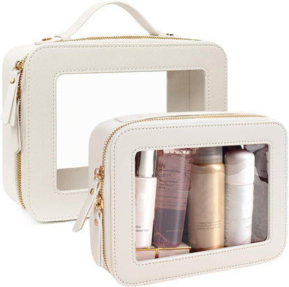 Travel Clear Makeup Bag Set, TSA Approved Cosmetic Bag Case with Zipper Portable Makeup Pouch Toiletry Bag Traveling Cosmetic Organizer Storage Bag Car Organizer Car Essentials