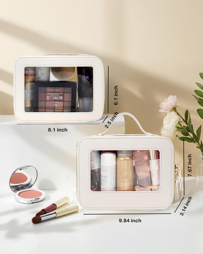 Travel Clear Makeup Bag Set, TSA Approved Cosmetic Bag Case with Zipper Portable Makeup Pouch Toiletry Bag Traveling Cosmetic Organizer Storage Bag Car Organizer Car Essentials