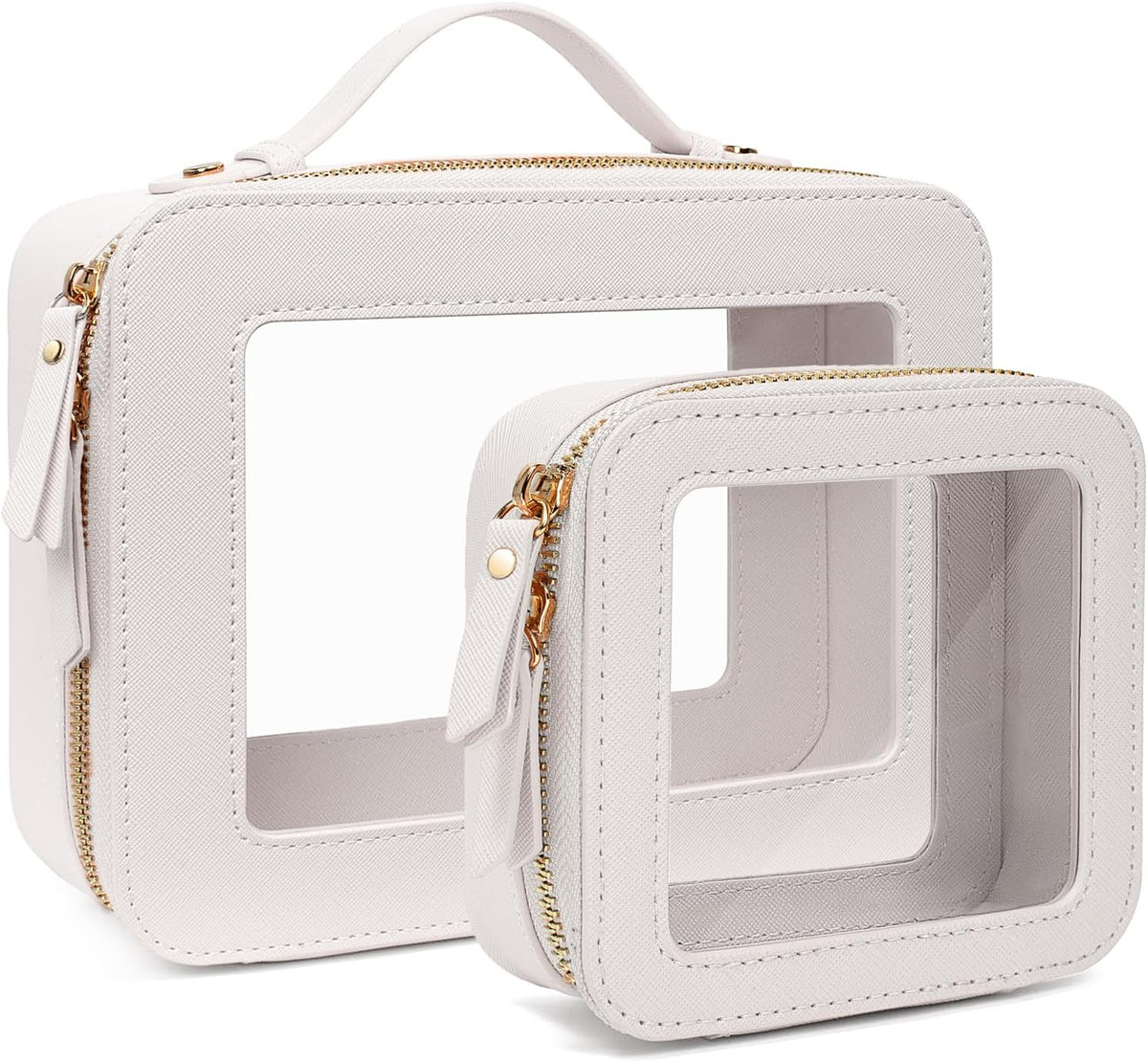 Travel Clear Makeup Bag Set, TSA Approved Cosmetic Bag Case with Zipper Portable Makeup Pouch Toiletry Bag Traveling Cosmetic Organizer Storage Bag Car Organizer Car Essentials