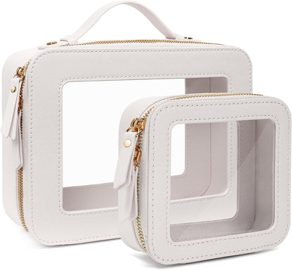 Travel Clear Makeup Bag Set, TSA Approved Cosmetic Bag Case with Zipper Portable Makeup Pouch Toiletry Bag Traveling Cosmetic Organizer Storage Bag Car Organizer Car Essentials