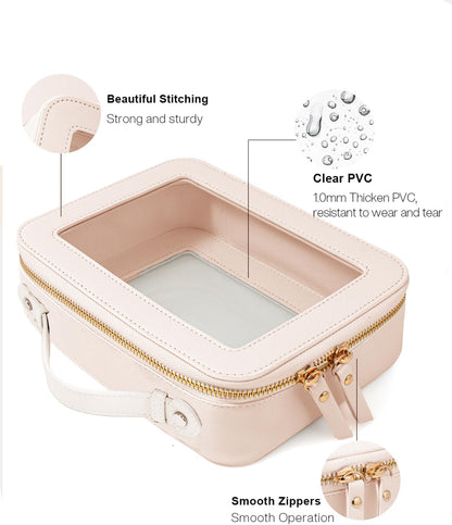 Travel Clear Makeup Bag Set, TSA Approved Cosmetic Bag Case with Zipper Portable Makeup Pouch Toiletry Bag Traveling Cosmetic Organizer Storage Bag Car Organizer Car Essentials