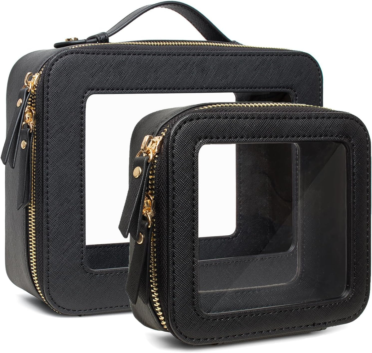 Travel Clear Makeup Bag Set, TSA Approved Cosmetic Bag Case with Zipper Portable Makeup Pouch Toiletry Bag Traveling Cosmetic Organizer Storage Bag Car Organizer Car Essentials