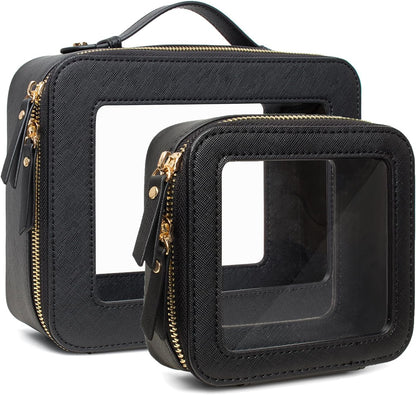 Travel Clear Makeup Bag Set, TSA Approved Cosmetic Bag Case with Zipper Portable Makeup Pouch Toiletry Bag Traveling Cosmetic Organizer Storage Bag Car Organizer Car Essentials