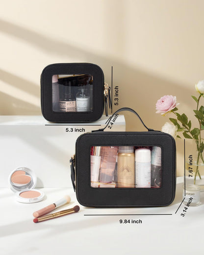 Travel Clear Makeup Bag Set, TSA Approved Cosmetic Bag Case with Zipper Portable Makeup Pouch Toiletry Bag Traveling Cosmetic Organizer Storage Bag Car Organizer Car Essentials